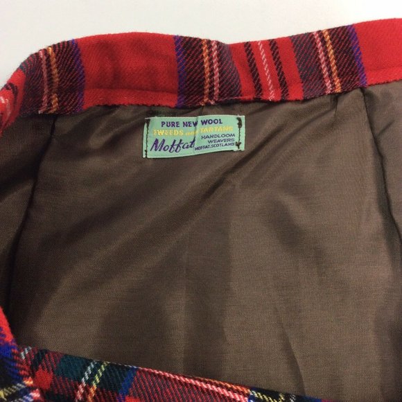 Vintage Moffat Scotland Red Tartan Plaid Pure Wool - Picture 3 of 6